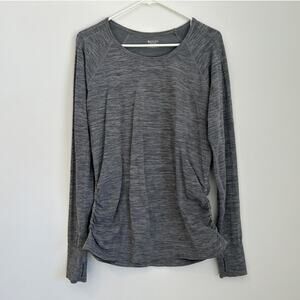 Athleta Heathered Gray Long Sleeve Athletic Top, Gray, Women's Size Large